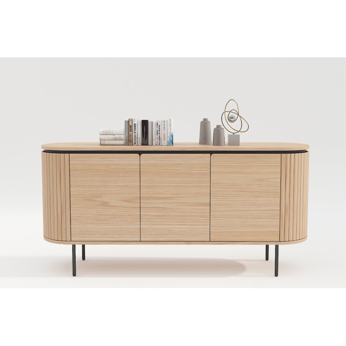 Buffet 160 cm 3 porte rovere chiaro e nero – Collezione SÖREN