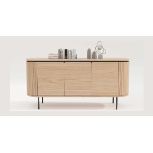 Buffet 160 cm 3 portes chêne clair et noir – Collection SÖREN