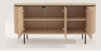 Buffet 160 cm 3 portes chêne clair et noir – Collection SÖREN