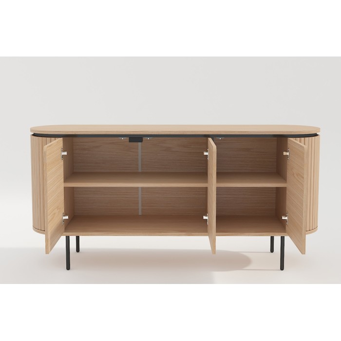 Buffet 160 cm 3 porte rovere chiaro e nero – Collezione SÖREN