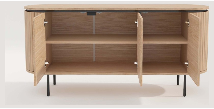 Buffet 160 cm 3 portes chêne clair et noir – Collection SÖREN