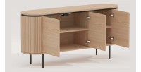Buffet 160 cm 3 portes chêne clair et noir – Collection SÖREN