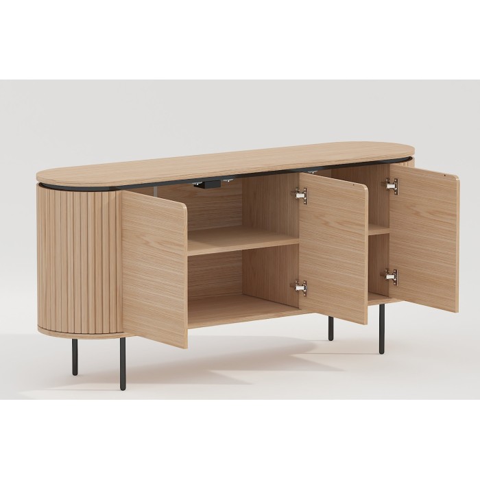 Buffet 160 cm 3 portes chêne clair et noir – Collection SÖREN