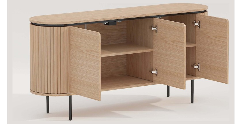 Buffet 160 cm 3 portes chêne clair et noir – Collection SÖREN