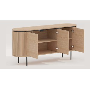 Buffet 160 cm 3 portes chêne clair et noir – Collection SÖREN