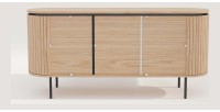 Buffet 160 cm 3 portes chêne clair et noir – Collection SÖREN