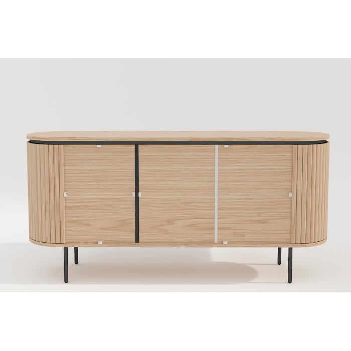Buffet 160 cm 3 porte rovere chiaro e nero – Collezione SÖREN