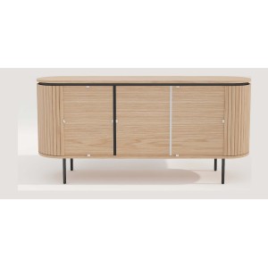 Buffet 160 cm 3 portes chêne clair et noir – Collection SÖREN