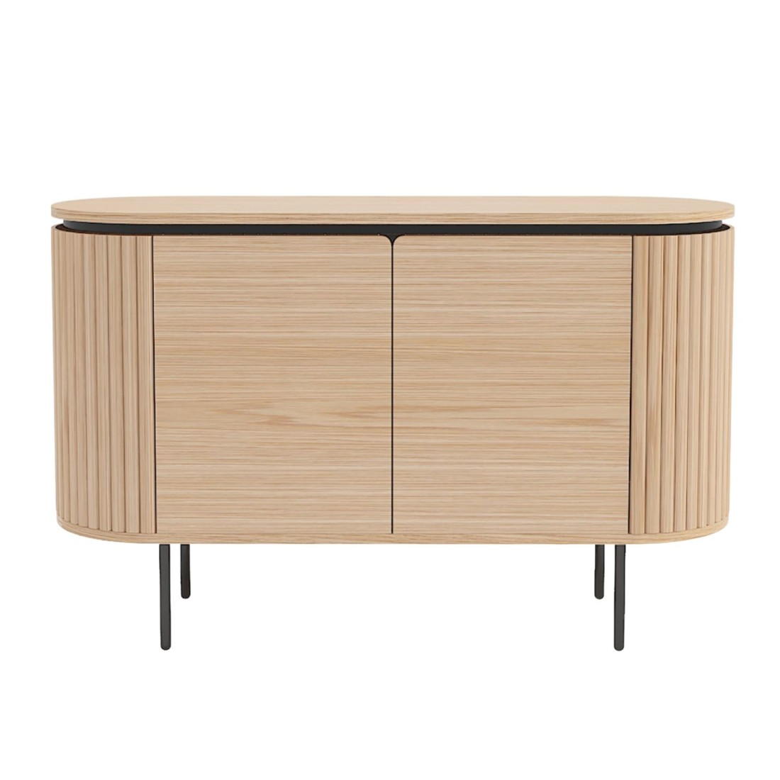 Buffet 120 cm 2 portes chêne clair et noir – Collection SÖREN