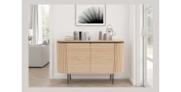 Buffet 120 cm 2 portes chêne clair et noir – Collection SÖREN
