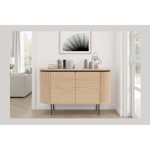 Buffet 120 cm 2 portes chêne clair et noir – Collection SÖREN