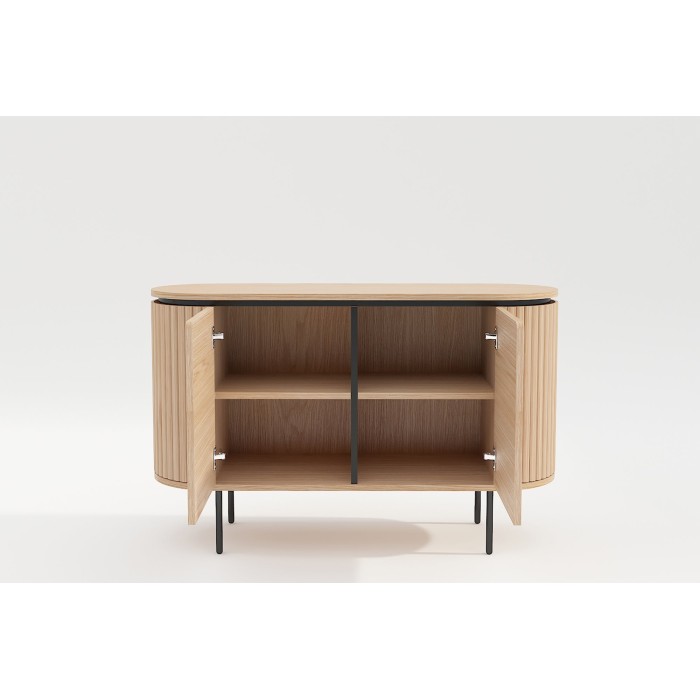 Buffet 120 cm 2 Türen Eichenhell und Schwarz – Kollektion SÖREN