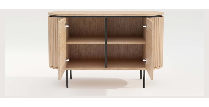 Buffet 120 cm 2 portes chêne clair et noir – Collection SÖREN