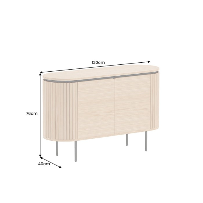 Buffet 120 cm 2 Türen Eichenhell und Schwarz – Kollektion SÖREN