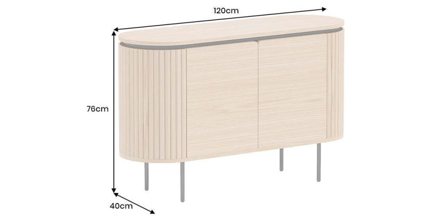 Buffet 120 cm 2 portes chêne clair et noir – Collection SÖREN