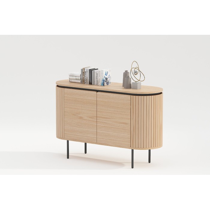 Buffet 120 cm 2 portes chêne clair et noir – Collection SÖREN