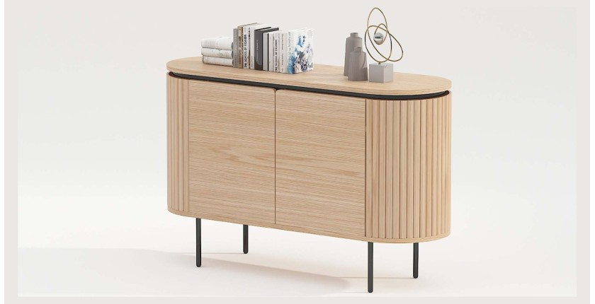 Buffet 120 cm 2 portes chêne clair et noir – Collection SÖREN