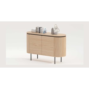 Buffet 120 cm 2 portes chêne clair et noir – Collection SÖREN