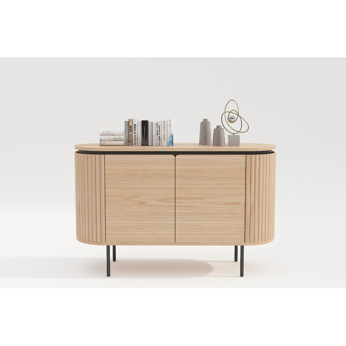 Buffet 120 cm 2 portes chêne clair et noir – Collection SÖREN