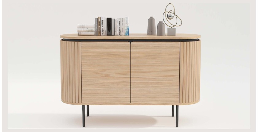 Buffet 120 cm 2 portes chêne clair et noir – Collection SÖREN