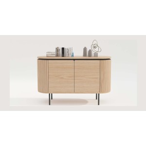 Buffet 120 cm 2 portes chêne clair et noir – Collection SÖREN