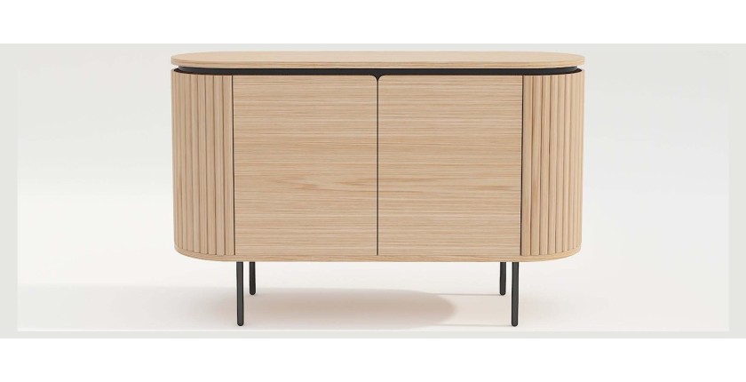 Buffet 120 cm 2 portes chêne clair et noir – Collection SÖREN