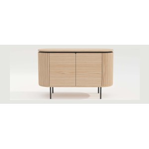 Buffet 120 cm 2 portes chêne clair et noir – Collection SÖREN