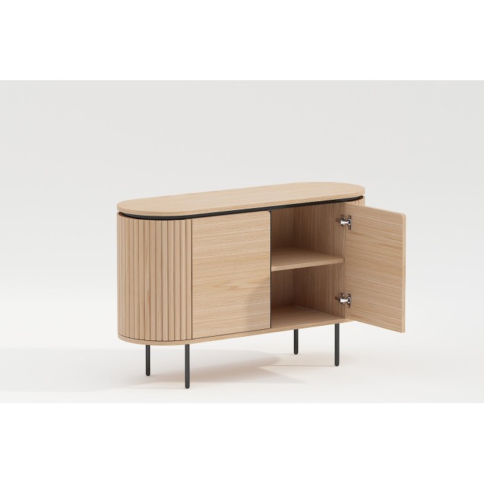 Buffet 120 cm 2 portes chêne clair et noir – Collection SÖREN