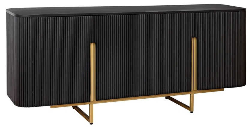 Buffet 160 cm 4 portes noir et doré – Collection ORION