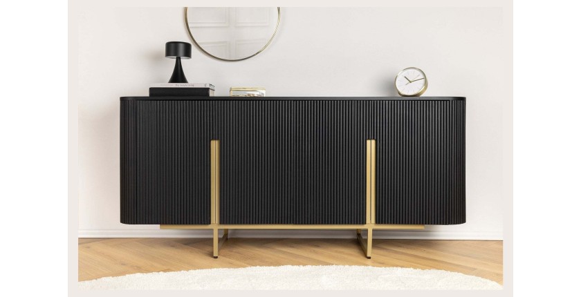Buffet 160 cm 4 portes noir et doré – Collection ORION