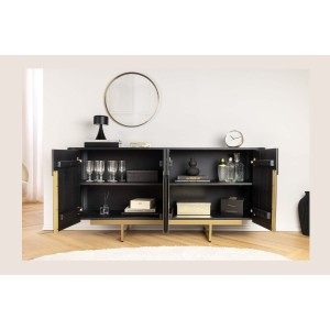 Buffet 160 cm 4 portes noir et doré – Collection ORION
