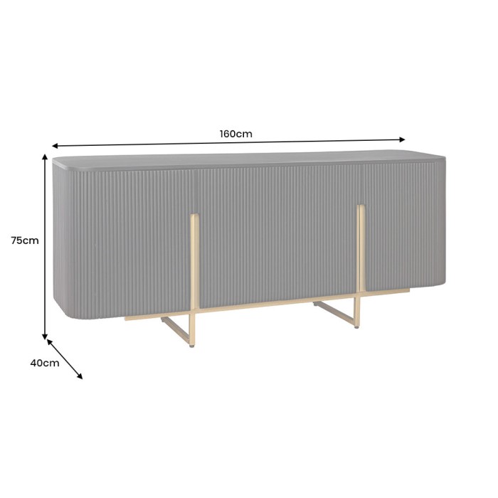 Buffet 160 cm 4 deuren zwart en goud - Collectie ORION