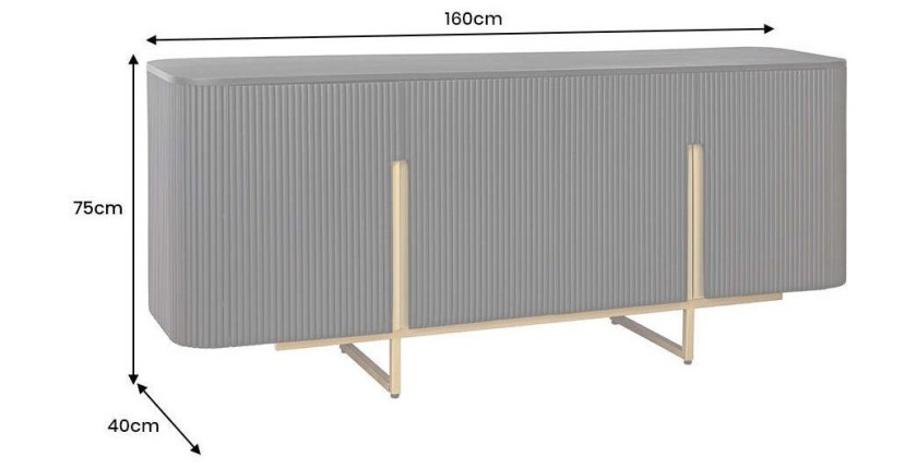 Buffet 160 cm 4 portes noir et doré – Collection ORION
