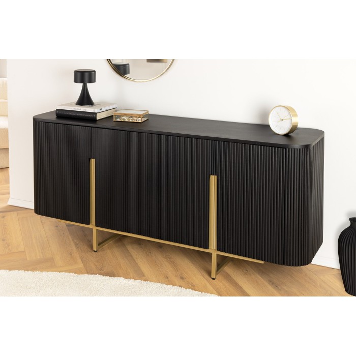 Buffet 160 cm 4 deuren zwart en goud - Collectie ORION