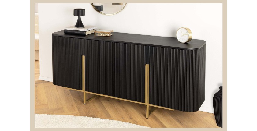 Buffet 160 cm 4 portes noir et doré – Collection ORION