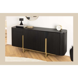 Buffet 160 cm 4 portes noir et doré – Collection ORION