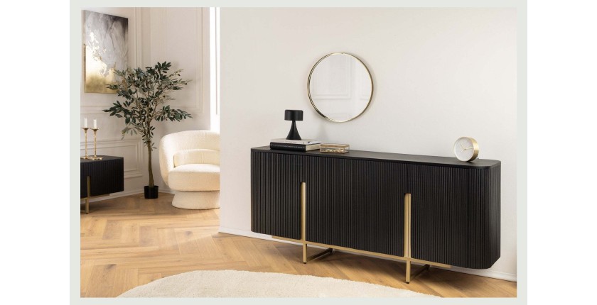 Buffet 160 cm 4 portes noir et doré – Collection ORION