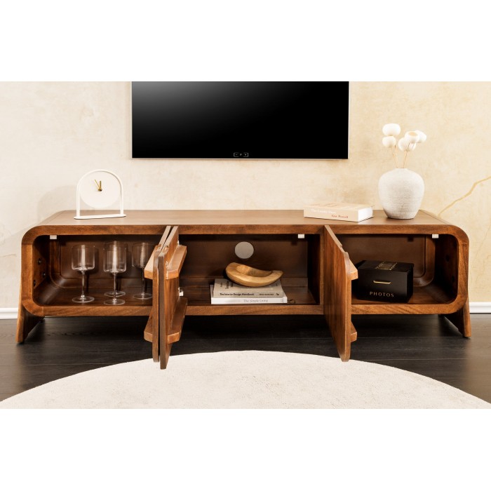 Mueble TV 160 cm madera maciza marrón – Colección NATURA