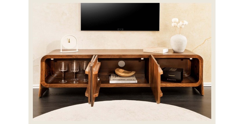 Meuble TV 160 cm bois massif marron – Collection NATURA