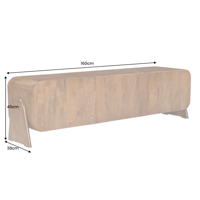 Mueble TV 160 cm madera maciza marrón – Colección NATURA