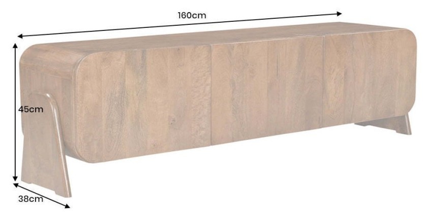 Meuble TV 160 cm bois massif marron – Collection NATURA