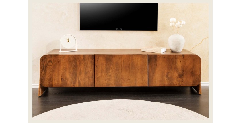 Meuble TV 160 cm bois massif marron – Collection NATURA
