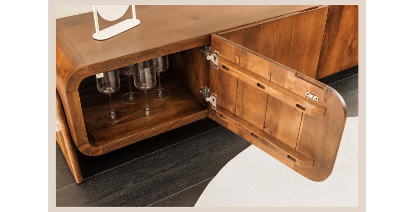 Meuble TV 160 cm bois massif marron – Collection NATURA