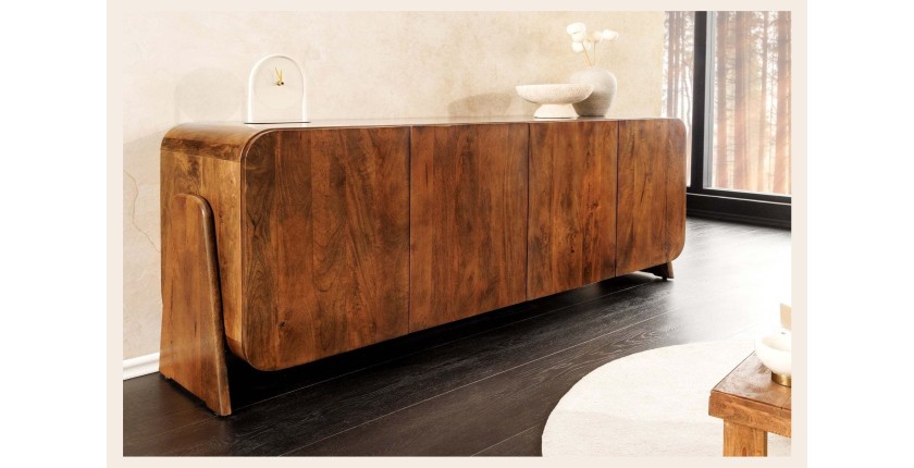 Buffet 175 cm 4 portes bois massif marron – Collection NATURA