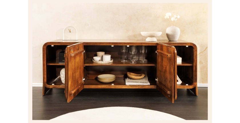 Buffet 175 cm 4 portes bois massif marron – Collection NATURA