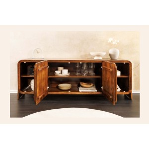 Buffet 175 cm 4 portes bois massif marron – Collection NATURA