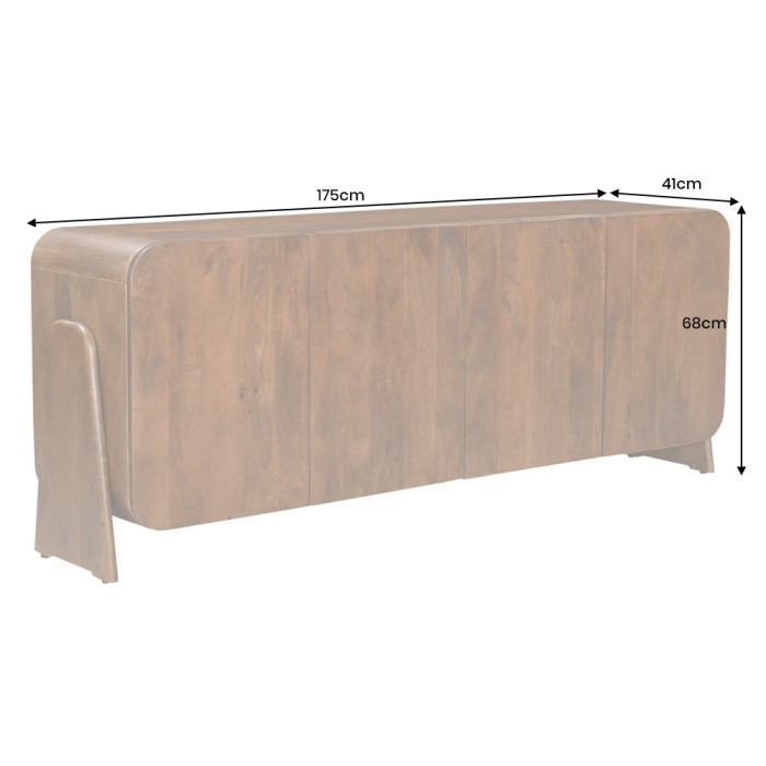 Buffet 175 cm 4 porte legno massiccio marrone – Collezione NATURA