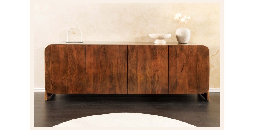 Buffet 175 cm 4 portes bois massif marron – Collection NATURA