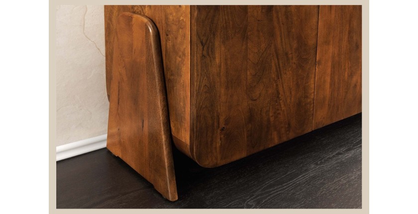 Buffet 175 cm 4 portes bois massif marron – Collection NATURA