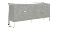 Buffet 175 cm 4 portes bois massif vert et doré – Collection TANJORE